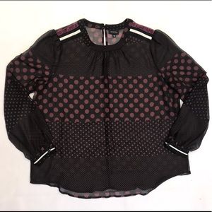 Sheer Polka Dot blouse with athletic details